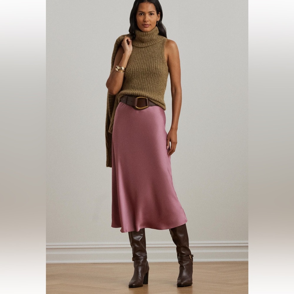 Ralph Lauren NWT Chunky Alpaca Wool Blend Metallic Sleeveless Turtleneck Sweater